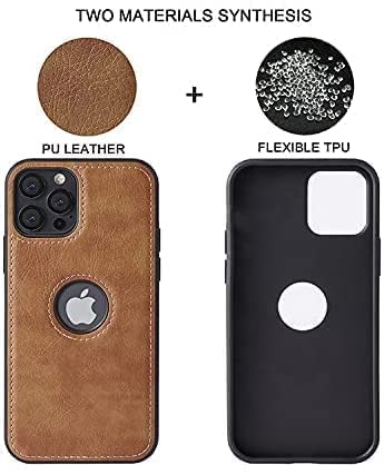 Image of MIDOS Back Cover Compatible with Apple iPhone 14 Pro Max Leather Case Flexible Slim Cover for iPhone 14 Pro Max (2022) 6.7 inch (LC- Brown)
