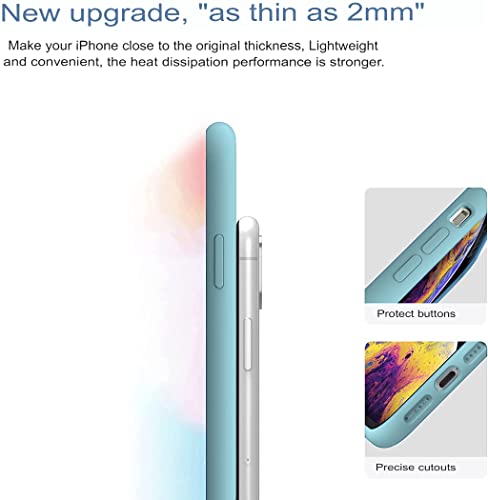 Image of VONZEE Microfiber Candy Case Compatible for iPhone Xr Smooth Touch Cushion Liquid Soft Silicone Gel Rubber Phone Case (Cactus), Blue