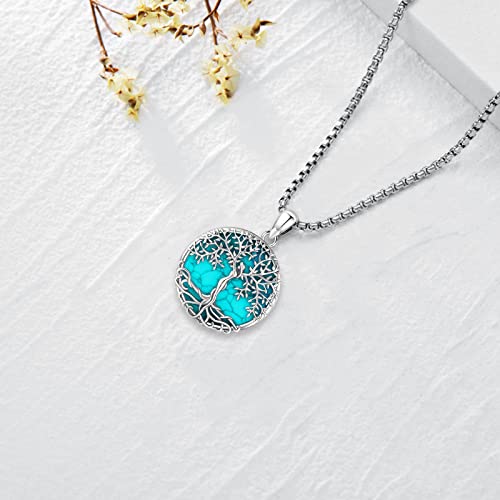 Jewelry Gifts - Tree of Life Necklace Sterling Silver Abalone Shell/Opal/Moonstone/Black Onyx/Turquoise/Malachite/Crystal Family Tree of Life Jewelry for Women Men3