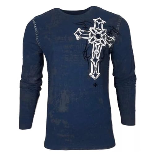Xtreme Couture by Affliction Men Thermal T-Shirt Darker Side Biker MMA Gym $58 (2XL) Navy4