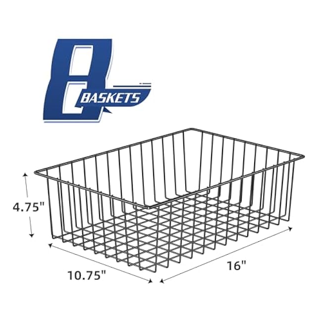 Simple Trending 8 Pack Large Wire Baskets for Organization, Metal Pantry Storage Baskets for Cabinet, Kitchen, Garage, Bathroom, Black
