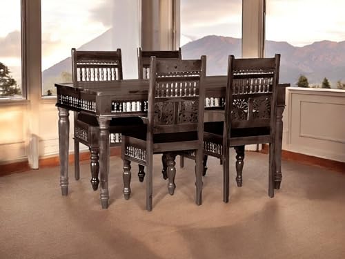 Image of APRODZ Sheesham Wood Norcross 4 Seater Dining Table Set for Home and Living Rooms| Dining Furniture | Walnut Finish