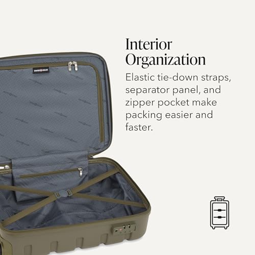 Image of SWISSGEAR Signature Hardside Expandable Carry-On Spinner Luggage, ABS Construction, TSA-Friendly Lock, and Built-In Cupholder, White, 19-Inch, Olive Branch, Carry-On 19-Inch, Signature Hardside