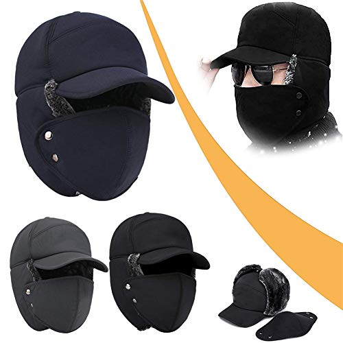 Winter Hat Outdoor Cycling Cold, Unisex Outdoor Cycling Cold-Proof Ear Warm Cap Thickened Ear Warmer Winter Hat (Black)