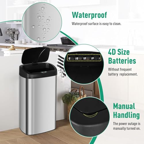 BLKMTY Caneca de Basura Sensor 22 Galones Acero Inoxidable miniatura 6