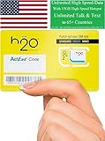 H2O Wireless U.S.A. SIM Card $60 Plan — Preloaded Triple-Cut SIM with Unlimited High-Speed 4G...