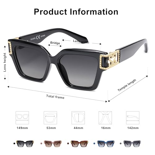SOJOS Luxury Trendy Square Sunglasses for Women Designer Shades UV400 protection Lenses SJ22774