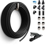 Sctihwelire PU Air Line Kit 4mm OD or 5/32in x 2.5mm ID – 32.8ft Black Flexible Hose with Push to Connect Fittings, Tube Cutter – Pneumatic Air Tubing Kit for Compressor, Air Tools, Laser Assist