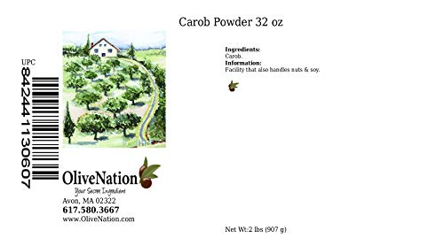 Olivenation Carob Powder, Naturally Sweet Dark Brown Carob Flour, Cocoa Alternative - 32 Ounces #TOP1