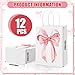 Draupnir 12PCS Coquette Pink Bow Paper Gift Bags, Party Favor Bags, Pink Goodie Bags for Birthday&Bachelorette Party Decoration Coquette Bow Gift Pouches with Handles 8.3x5.9x3.1 Inch