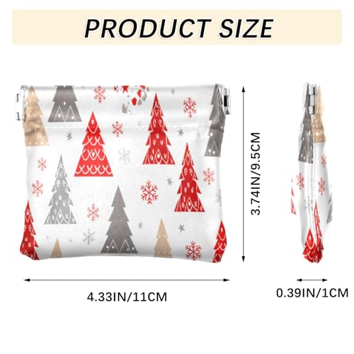 Red Christmas Trees Coin Purse Leather Pouch Change Purse, Squeeze Coin Pouch for Cards, Keys & Lipsticks, Unisex3