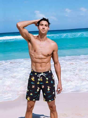 Image of SURF CUZ Mens Swim Trunks with Compression Liner Swim Shorts 7 inch Swimming Trunks Stretch 7 Inch Swim Suits Quick Dry