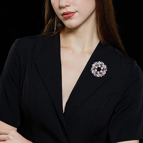 Image of 14K Gold Leaf Wreath Brooch, Handcrafted Moissanite Corsage Pin Buckle - Elegant Blazer Accessory, Perfect Birthday or Special Occasion Gift for Her