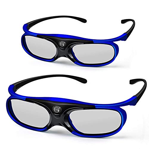 3D DLP Link Glasses, ELEPHAS 144Hz Rechargeable Active Shutter Eyewear for All 3D DLP-Link Projectors- Acer, ViewSonic, BenQ Vivitek, Optoma, Panasonic, Dell, Viewsonic etc (2 Pack)