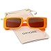 GIFIORE Trendy Rectangle Sunglasses for Women Men Retro Cool 90s Vintage Fashion Narrow Square Frame UV400 Protection (Orange Frame Brown Lense)