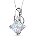 Created Opal Pendant Necklace Sterling Silver Princess Cut 2.00 Carats