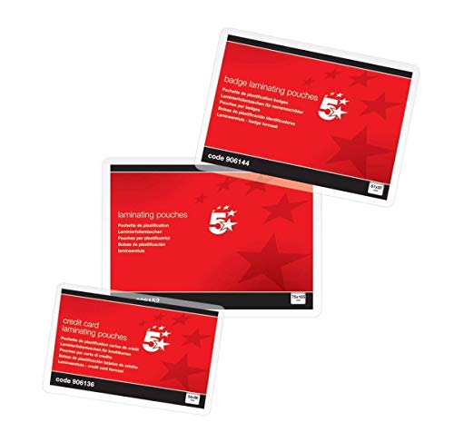 Image of 3 x Office Laminating Pouches 250 Micron for Credit Card Size 54x86mm Glossy (Pack 100)