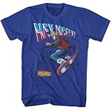 American Classics Back to The Future Marty Hey McFly Hoverboard Cartoon Adult Short Sleeve T Shirt 80s Movies Graphic Tees Royal