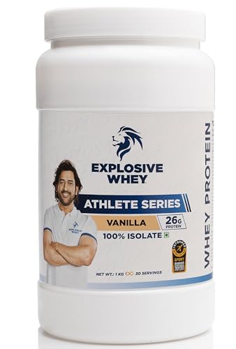Image of Athlete Series 100% Isolate Whey Protein | Trusted by M.S. Dhoni | 26g Protein per scoop | Informed Sport Certified | Pro-Pre Biotics | Digestive Enzymes for Higher Absorption | Vanilla - 1kg