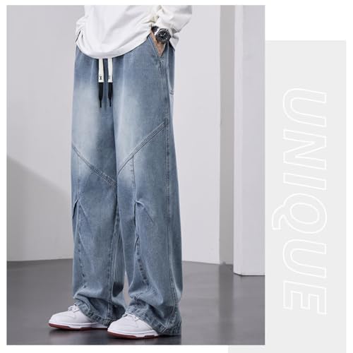 Men's Big Size Loose Fit Retro Jeans Summer New Straight Leg Casual Pants2
