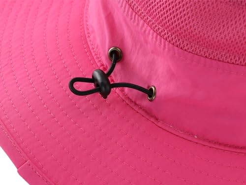 Home Prefer Women's Sun Hat UPF50+ Wide Brim Bucket Hats Mesh Sun Protection Caps for Fishing Camping Gardening Rose Red