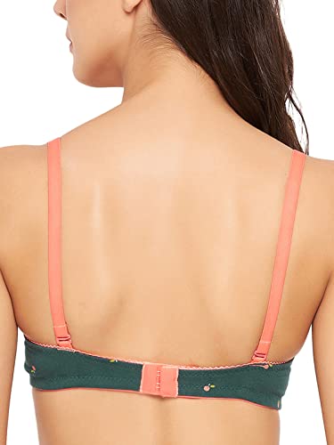 Image of Clovia Women's Cotton Padded Non-Wired Full Cup Fruit Print Multiway T-Shirt Bra in Green