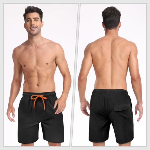 Image of Mens Swim Trunks with Compression Liner 2 in 1 Quick Dry Swimming Shorts Swimwear Bathing Suits with Pockets