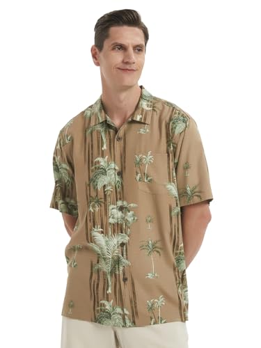 Men's Hawaiian Floral Shirts Silk Short Sleeve Button Down Casual Tropical Beach Holiday Shirts4