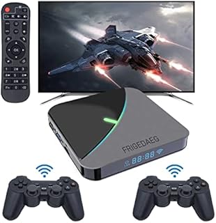 Retro Game Console with Built-in 50,000+ Classic Games, A95X 4K HD Game Console Compatible with PS1/PSP/ MAME, Android 9.0/ EmuELEC 4.3 Dual System for TV/PC/Projector (128)