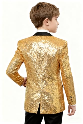 Chaqueta de lentejuelas para niños color dorado miniatura 3