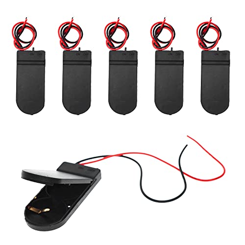 QTEATAK 6 Pcs 2 x 3V CR2032 Button Coin Cell Battery Holder with Leads On Off Switch