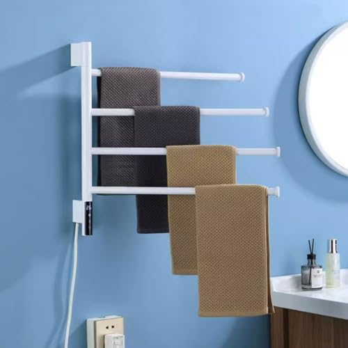 Calentador de Toallas de Pared de 82W con 4 barras giratorias y temporizador integrado