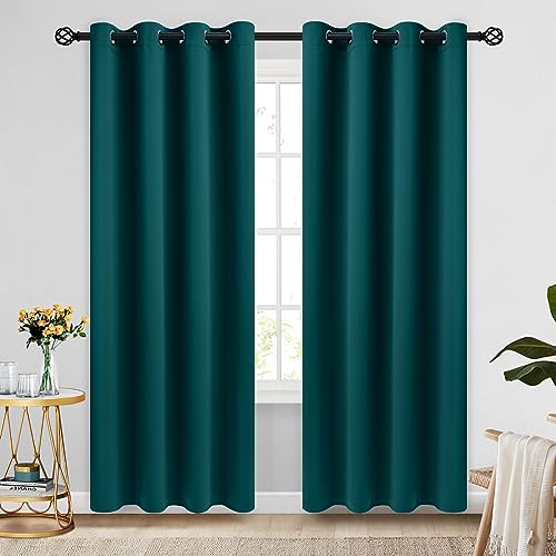 Image of COSVIYA Grommet Room Darkening Dark Teal Curtains 84 inch Long for Bedroom | Light Blocking Insulated Thermal Curtains for Living Room, Blackout Thick Polyester Window Drapes,52x84 inches, 2 Panels