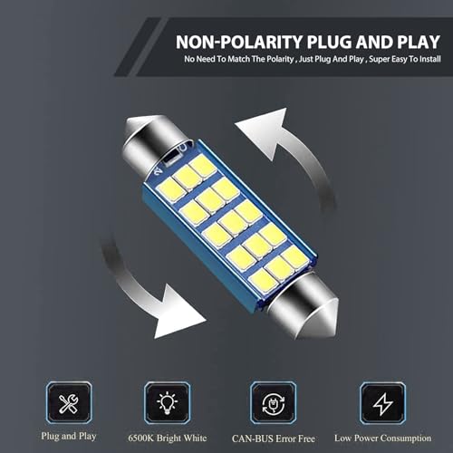 4 PCS 578 LED Bombillas Blancas 6500K 42mm miniatura 5