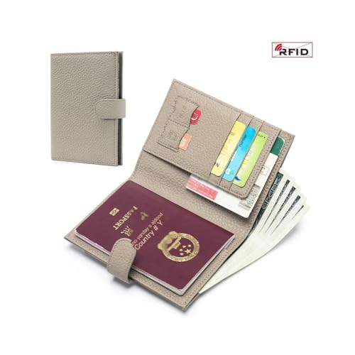 passport wallet Portafoglio da viaggio con portapassaporto pelle di mucca con tasca con cerniera porta carte portafoglio bifold bloccabile per portare le tue di uomini e don