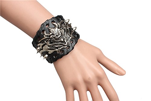 Ultra Hell Demon Leather Goth Steampunk Bracelet Emo Punk Cyber Wrist Cuff Mens Womens Wristbands Biker Rock Vintage Gothic Style Adult Mens Bracelets Womens Bracelet Wrist Band Cyber Goth steampunk buy now online
