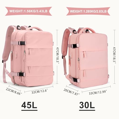 coowoz Large Travel Backpack For Women Men,Carry On Backpack,Hiking Backpack Waterproof Outdoor Sports Rucksack