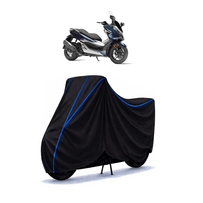Image of Scooty Cover Water Resistant for Forza 300 | Universal Scooter & Bike Cover | Heavy Duty UV Dust, Rain & Scratch Protection | Elastic Fit All Weather Indoor Outdoor | Black with Blue Piping