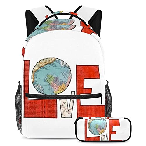 Sac à dos Earth Day avec trousse assortie pour l'école et les voyages des jeunes