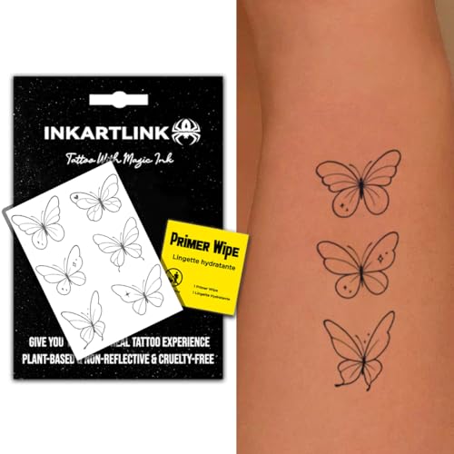 INKARTLINK Semi-Permanent Tattoos, creative female party butterfly tattoo, exquisite realistic design, interesting tattoo experience, cruelty-free, non-reflective, waterproof (Butterfly 20)