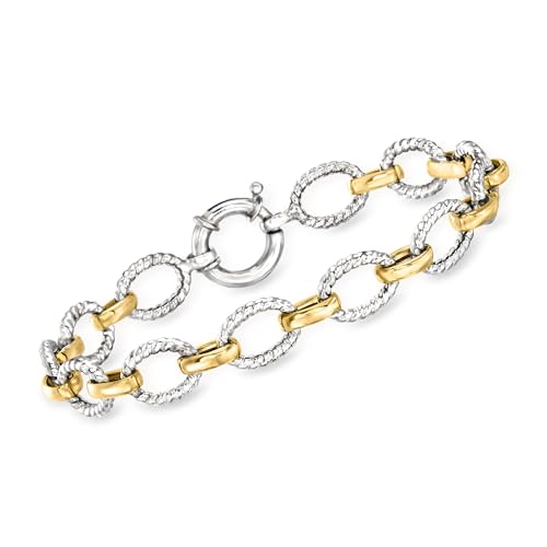 Ross-Simons Two-Tone Sterling Silver Oval-Link Bracelet