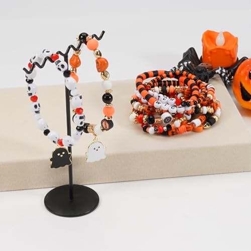 Jocbean Independence Day Halloween Bracelets Stackable Bracelet for Women Handmade Christmas Beaded Stretch Bracelet4