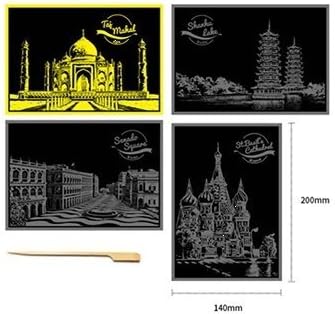 Lago Design Scratch Post Cards World Famous Landmark Ver. 3 Taj Mahal, Shanhu Kake, Big Ben, St. Basil's Cathedral