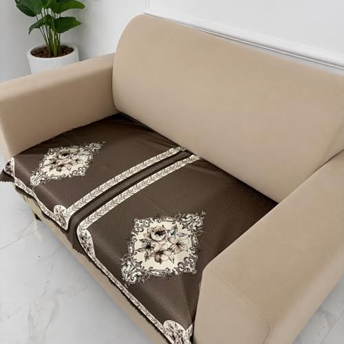 Image of Homerz Premium Waterproof Jasmine Joe Sofa Seat Cover - Floral Printed Sofa Protector | Non-Slip, Washable & Durable Sofa Protector (Coffee, 2 Seater)