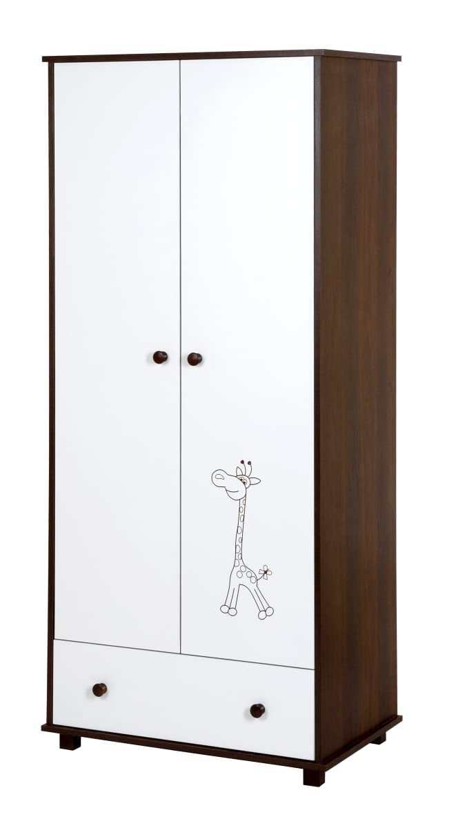 Safari Giraffe Weißes Möbel Set für EIN Kinderbett Kommode Kleiderschrank Kommode Auflage Minimalistischer Stil Holz MDF-Platte Kiefernholz Universal-Set
