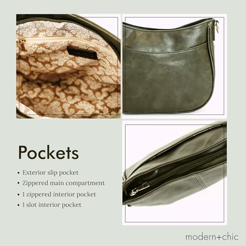 Image of Modern+Chic Crossbody Bags for Women - Marissa Saddle Crossbody, Vegan Leather Shoulder or Handbag with Two Adjustable Straps