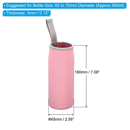 PATIKIL 65mmx180mm Water Bottle Sleeve, 4 Pack Neoprene Insulated Bottle Bag Holder Carrier Pouch with Finger Strap, Pink - Image 2