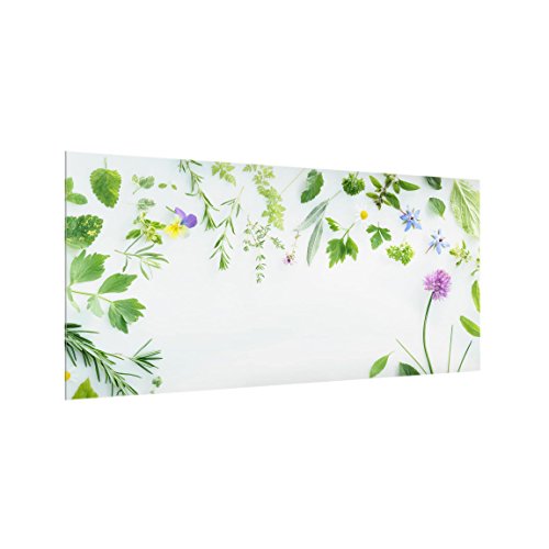 Fond de hotte cuisine fleurs herbes épices verre trempé 4mm 80x40cm