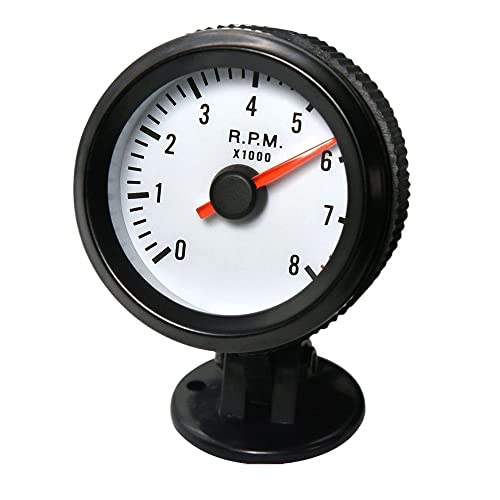 Deramg ユニバーサル2 "タックゲージメーター52mm 12Vブルー LED 0?8000rpm1?8シリンダーガソリンカータコメーターのカータコメーター RPMメーター(Black)