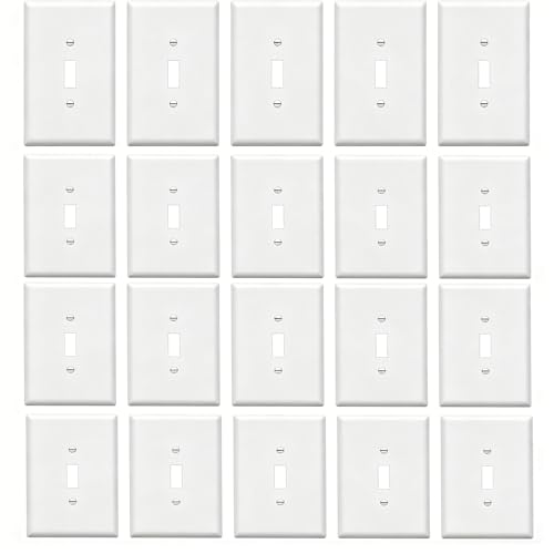 Image of ZEFTV Over-Size Toggle Light Switch Wall Plates 1-Gang 5.5 inch x 3.5 inch Switch Electrical Cover Plate Unbreakable Thermoplastic Faceplate, White (20 Pack)